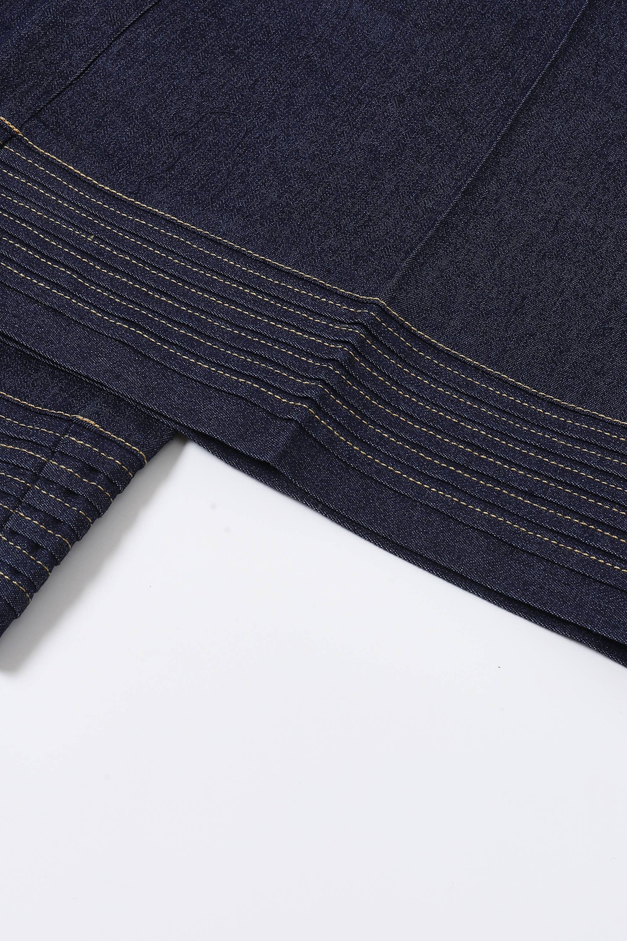 The Riviera Wide Leg Denim Pintuck Pants