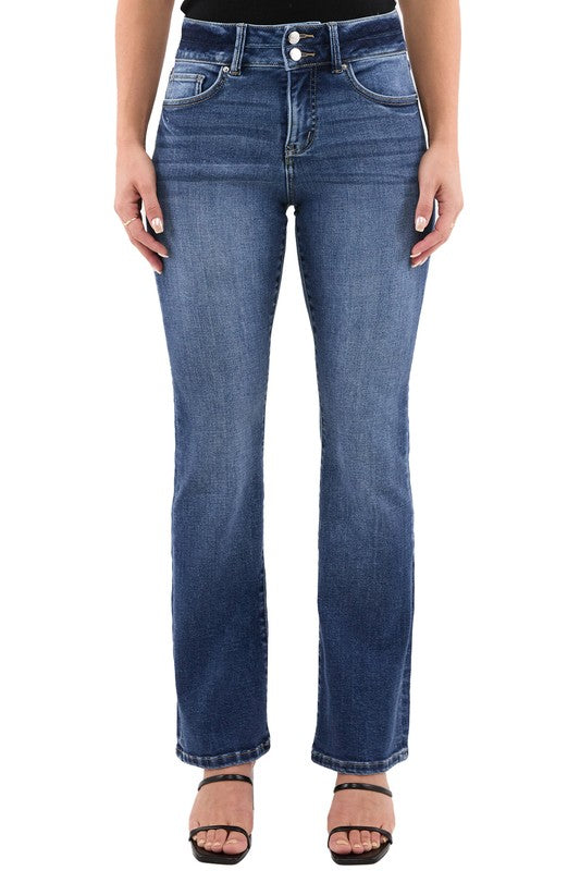 The Mia High Rise 2-Button Bootcut Jeans (Curvy)