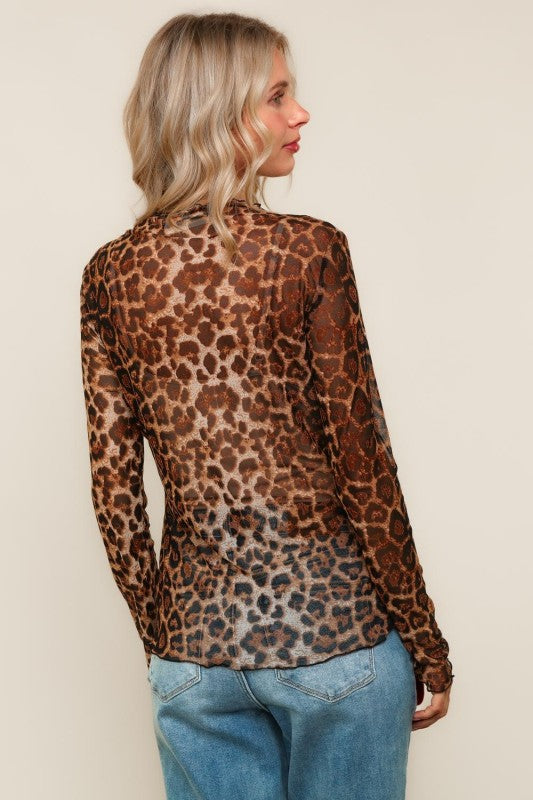 Plus Fierce & Flawless Leopard Mesh Top