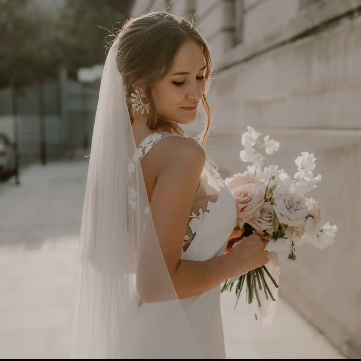 Supernova Half Moon Crystal Pearl Statement Earrings