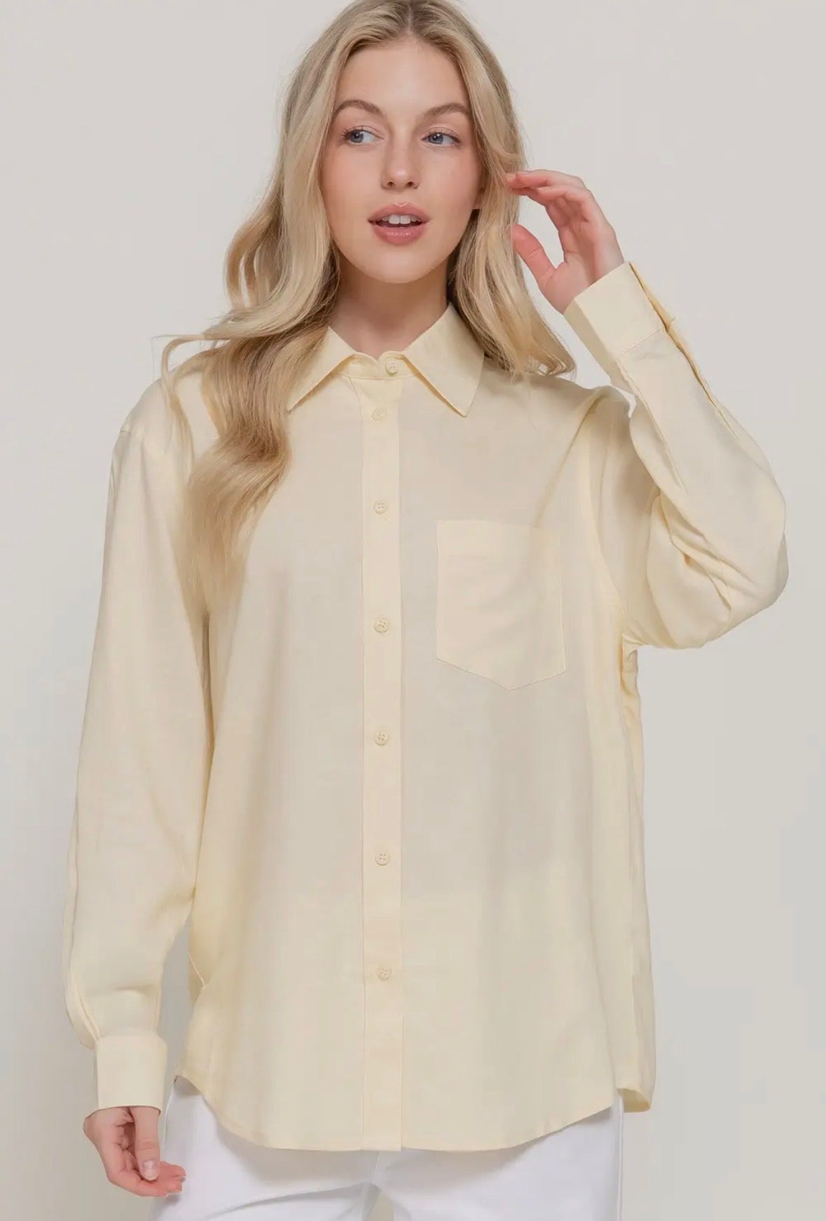 Everyday Easy Linen-Blend Shirt (Soft Yellow)