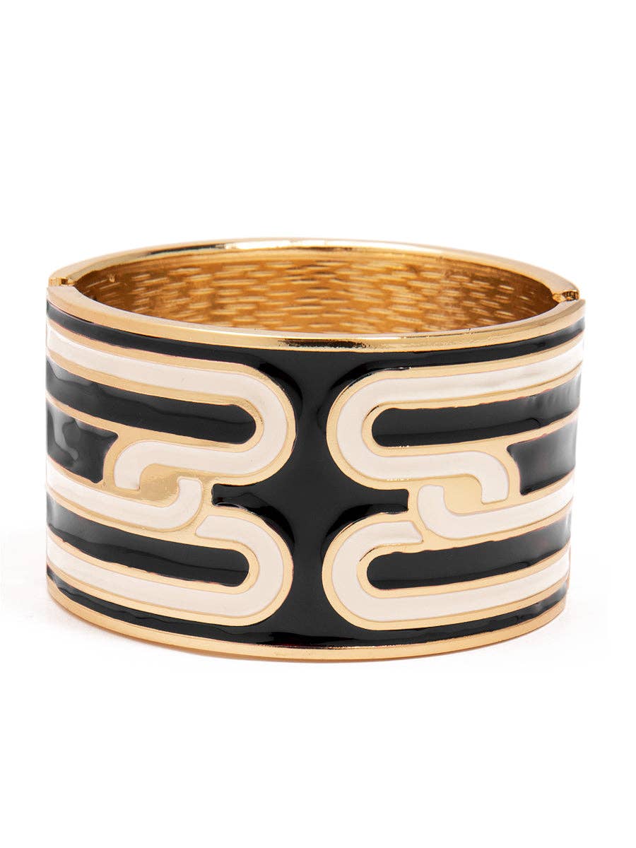 Safari Chic Hinged Cuff (Black)