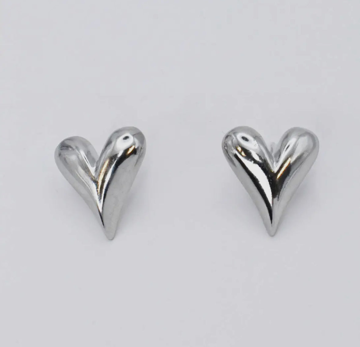 Heart Tear Stud Silver Earrings