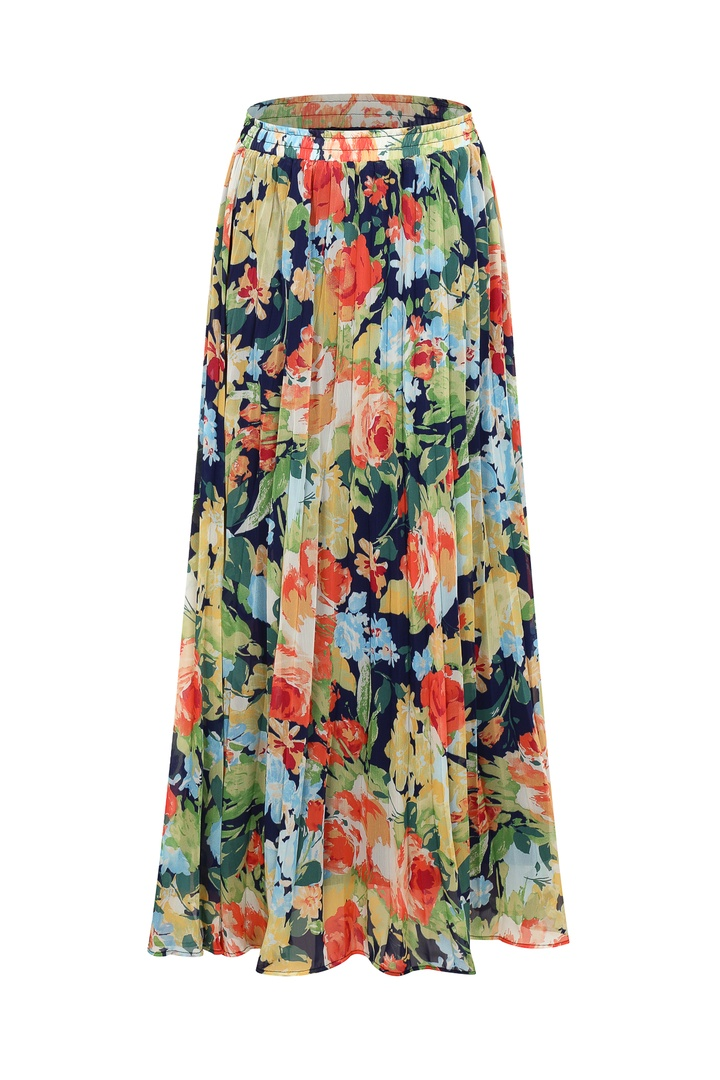 Monet Garden Pleated Maxi Skirt