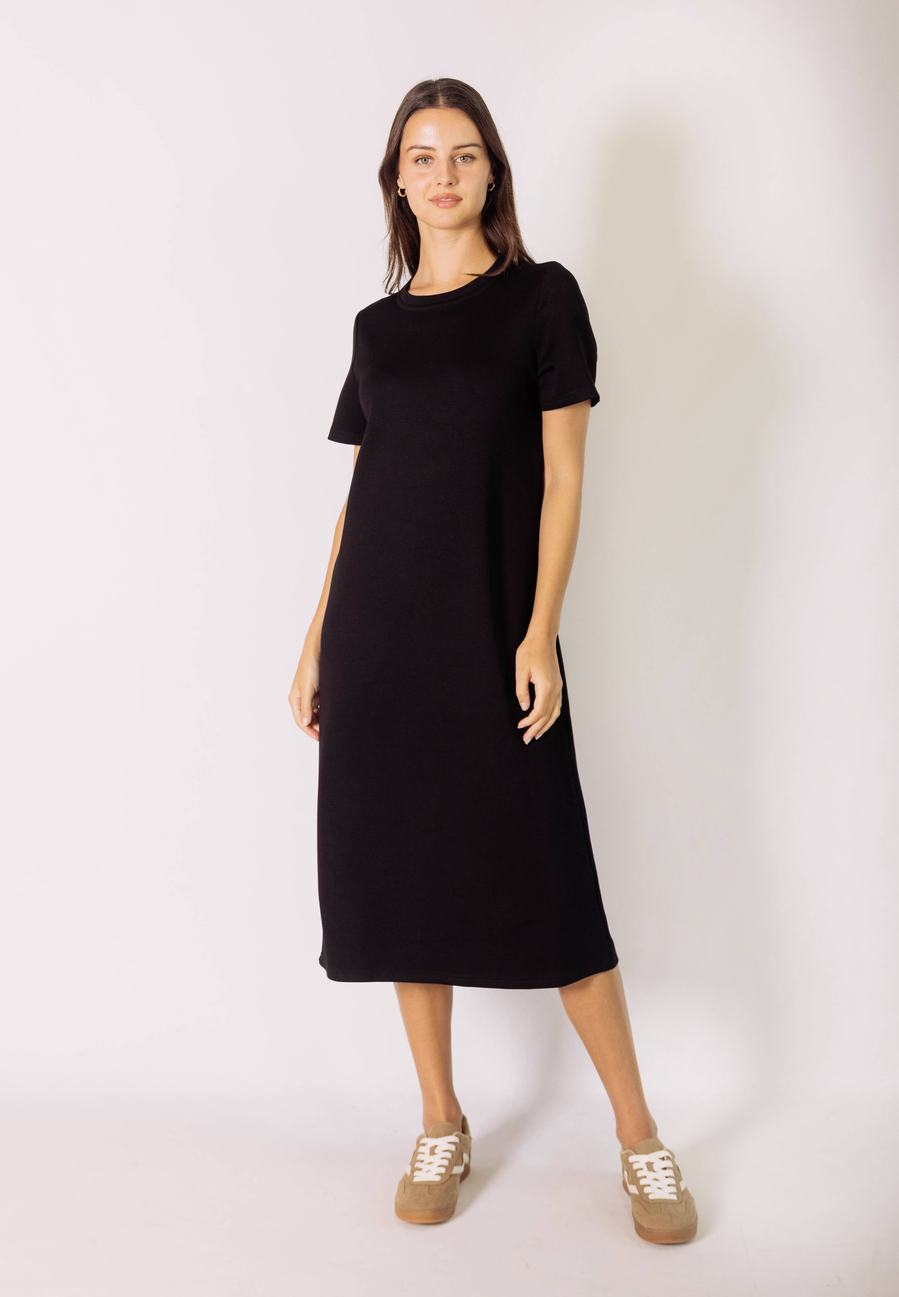 The Comfort Luxe Midi Dress (Black)