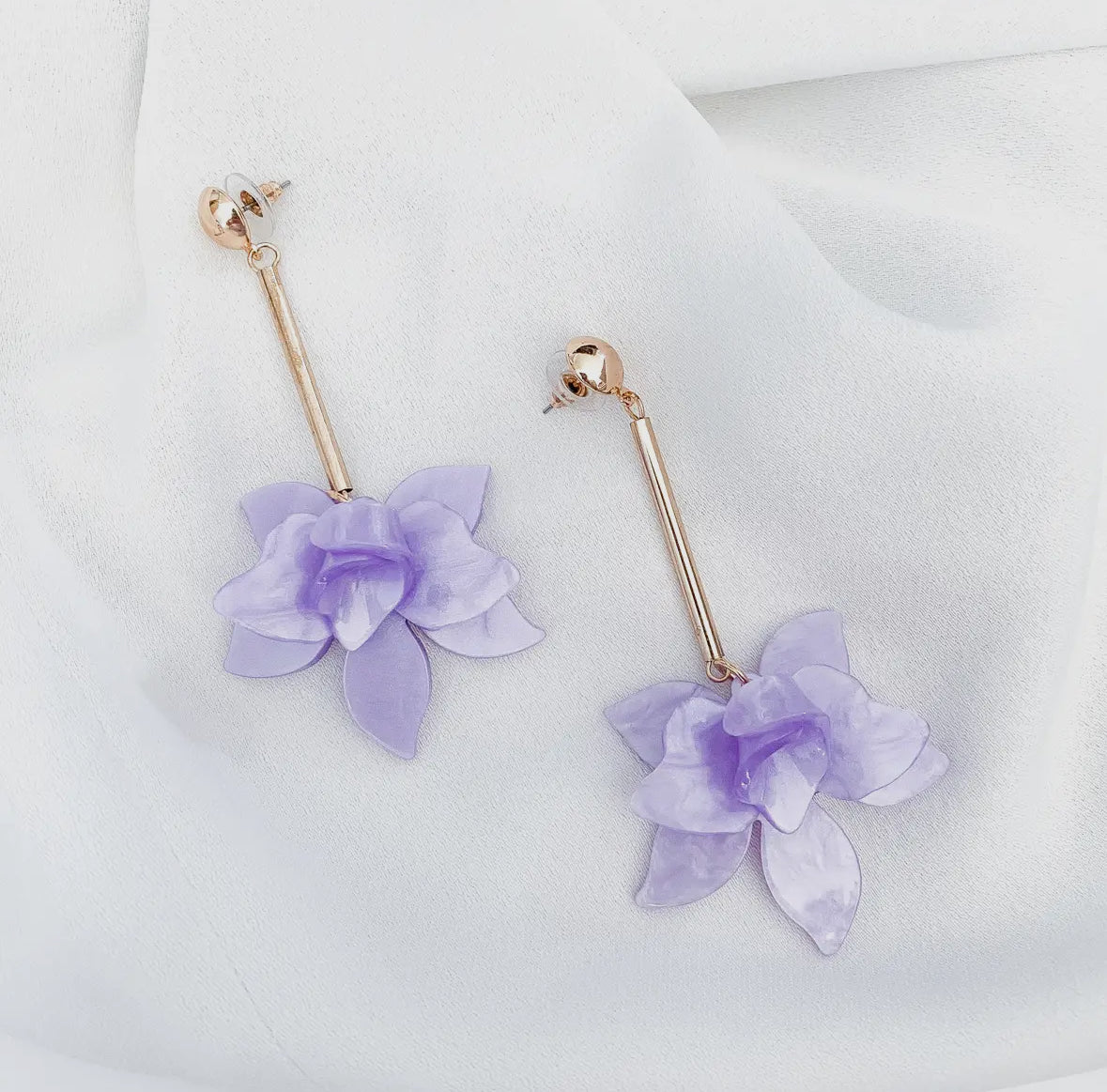 Francoise Lilac Flower Drop Earrings