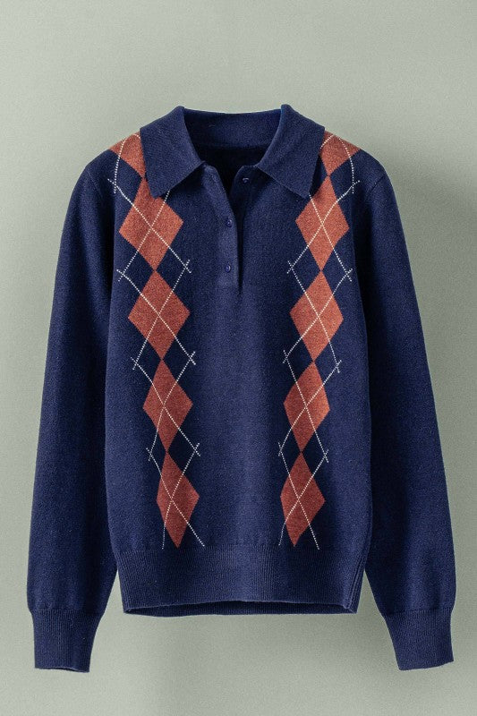The Preppy Argyle Polo Sweater