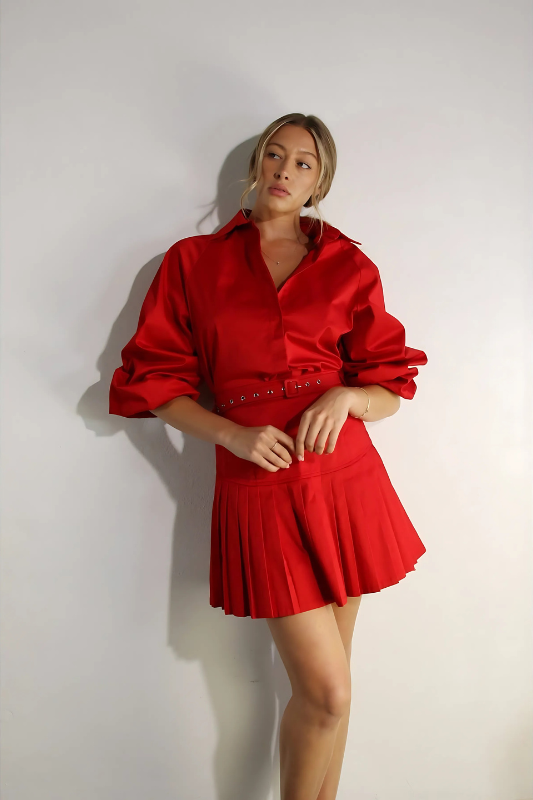 Passion in Paris Bubble Sleeve Skirt Set