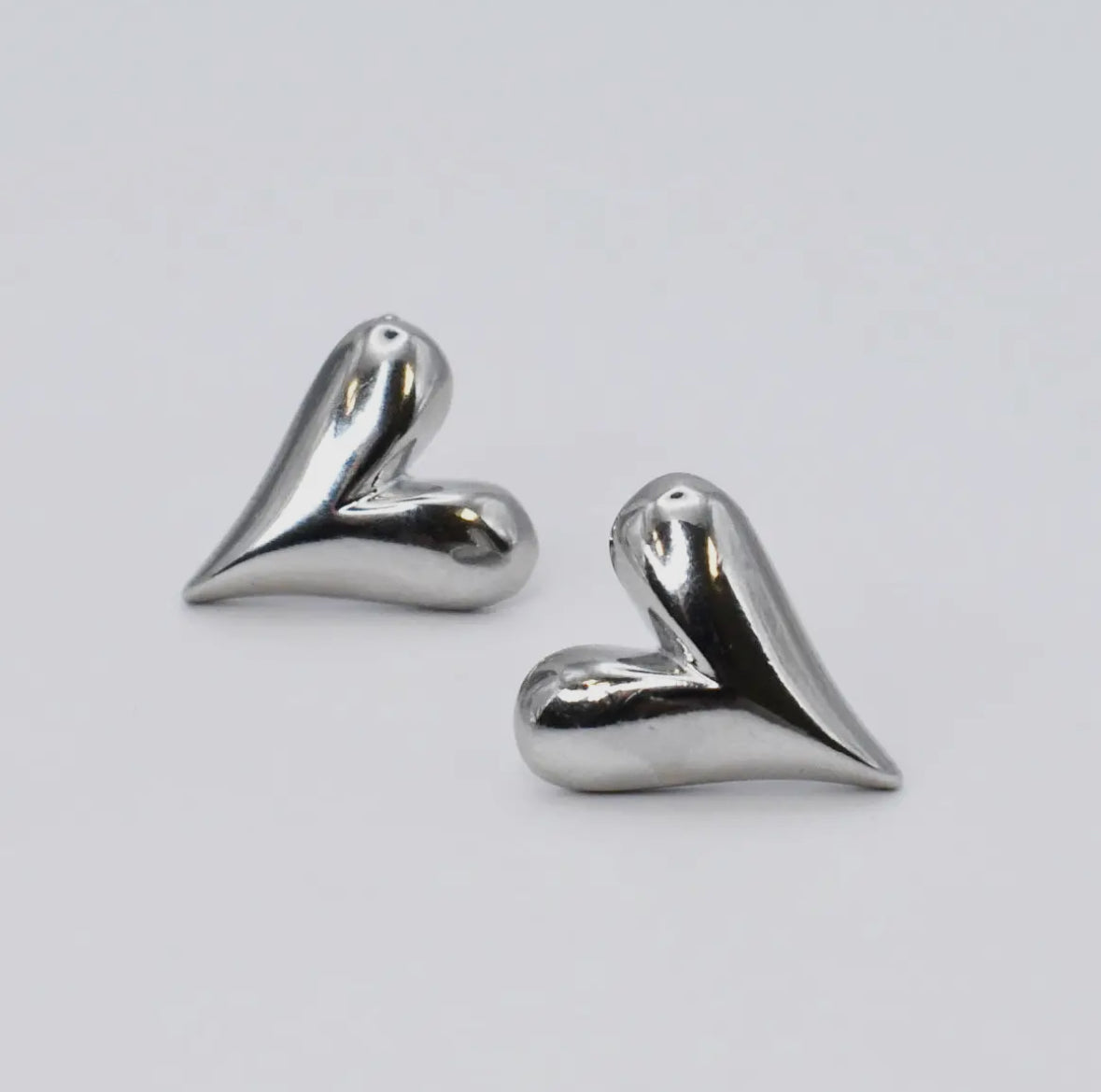 Heart Tear Stud Silver Earrings