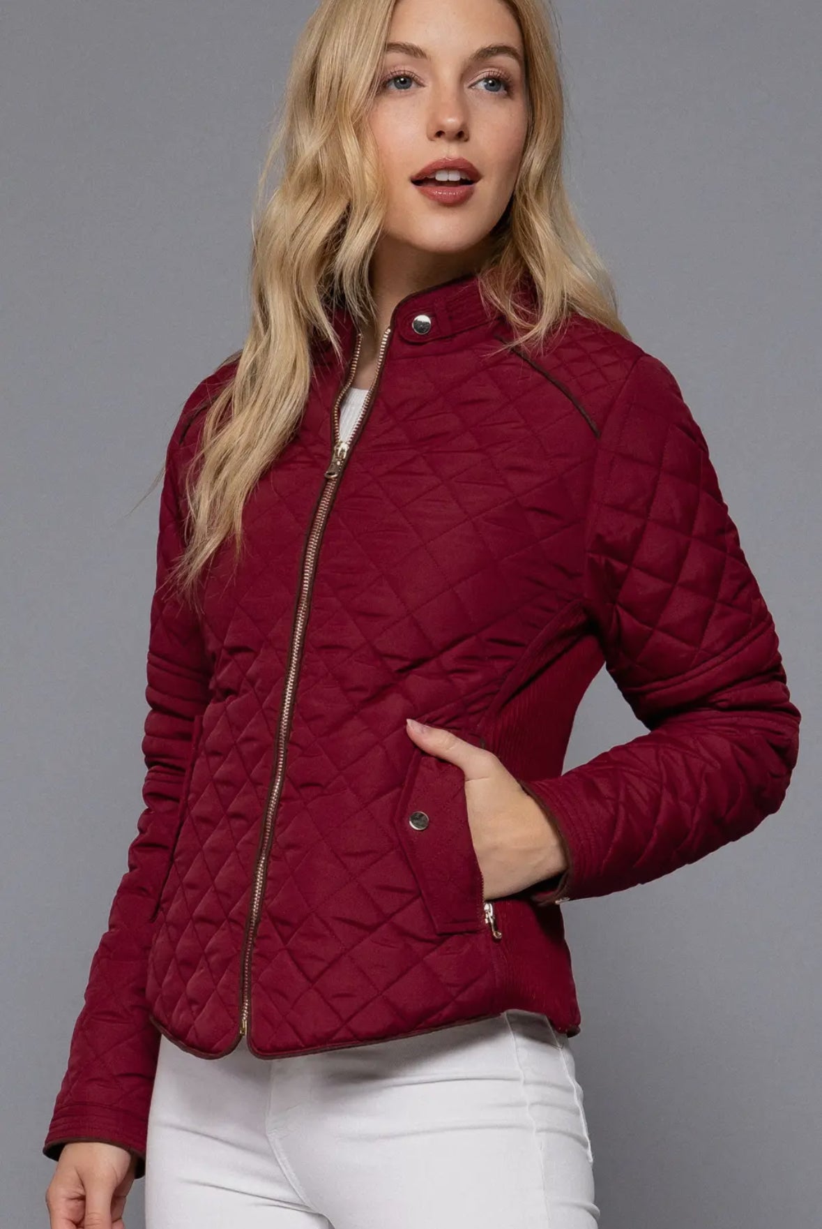 The Burgundy Luxe Quilted Jacket