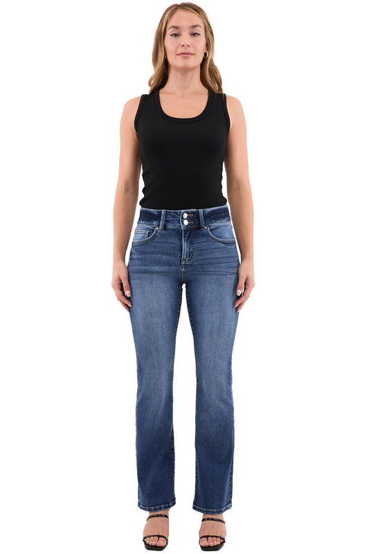 The Mia High Rise 2-Button Bootcut Jeans (Curvy)