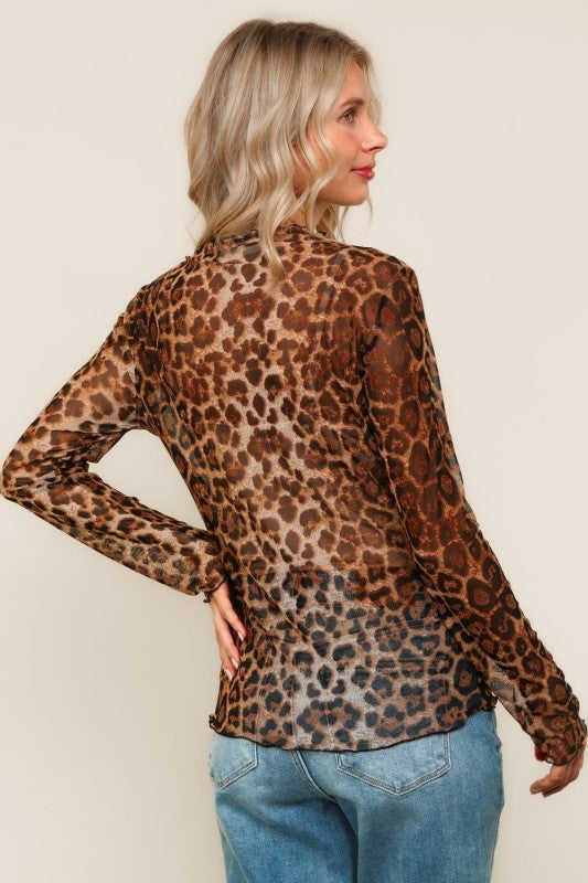Plus Fierce & Flawless Leopard Mesh Top
