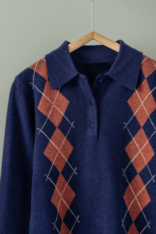 The Preppy Argyle Polo Sweater