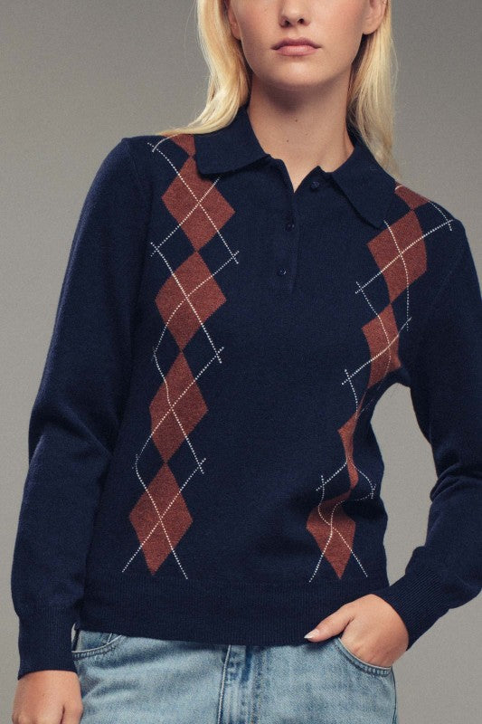 The Preppy Argyle Polo Sweater