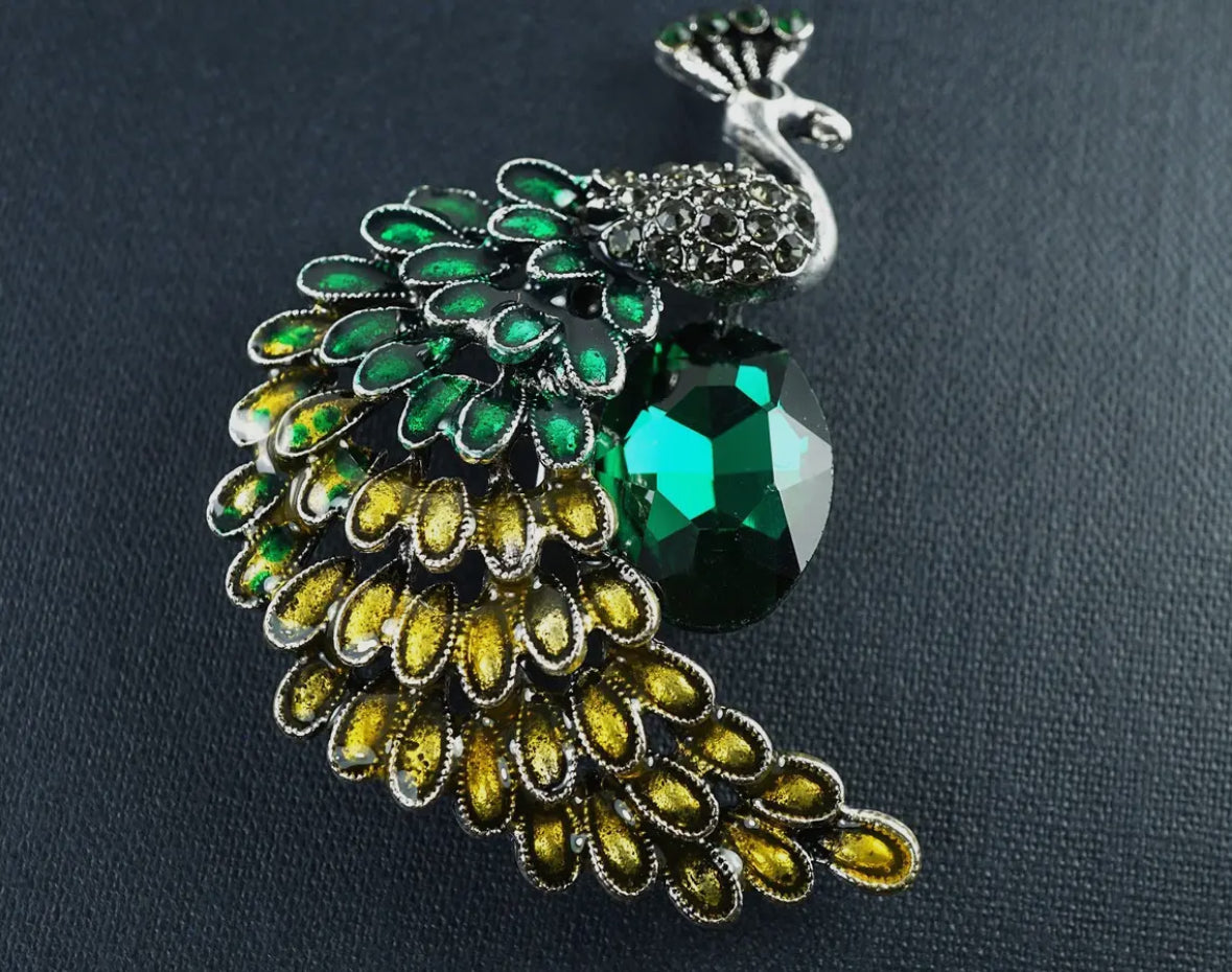 Elegant Crystal Peacock Crystal Brooch