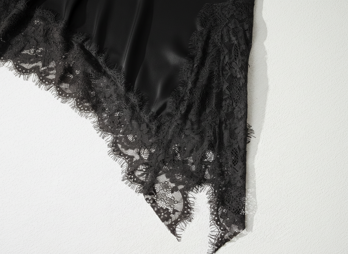 The Midnight Satin & Lace Asymmetry Top
