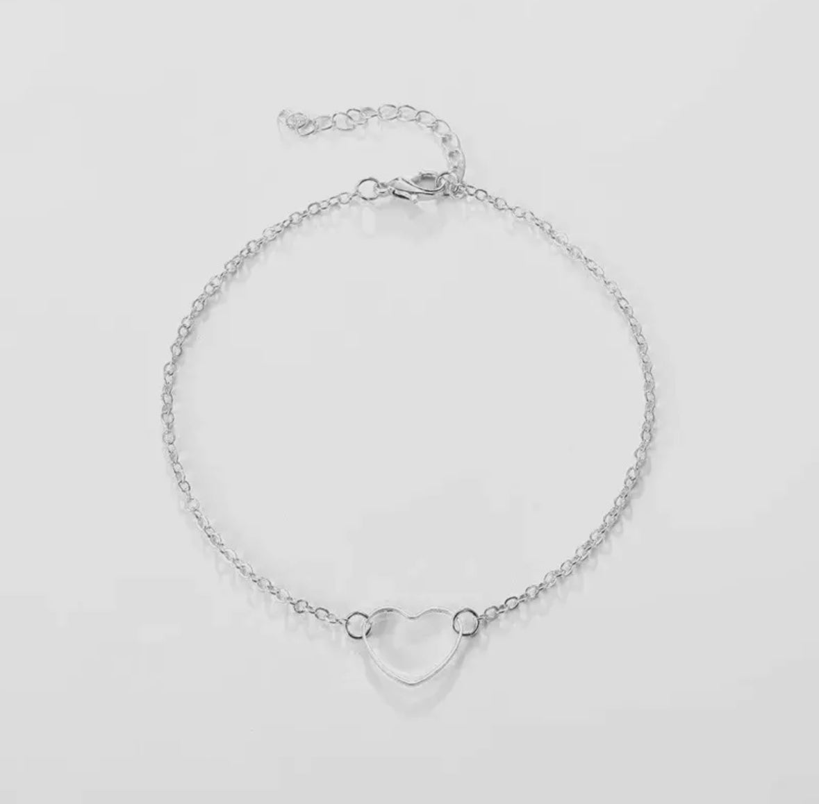 Dainty Silver Heart Charm Bracelet