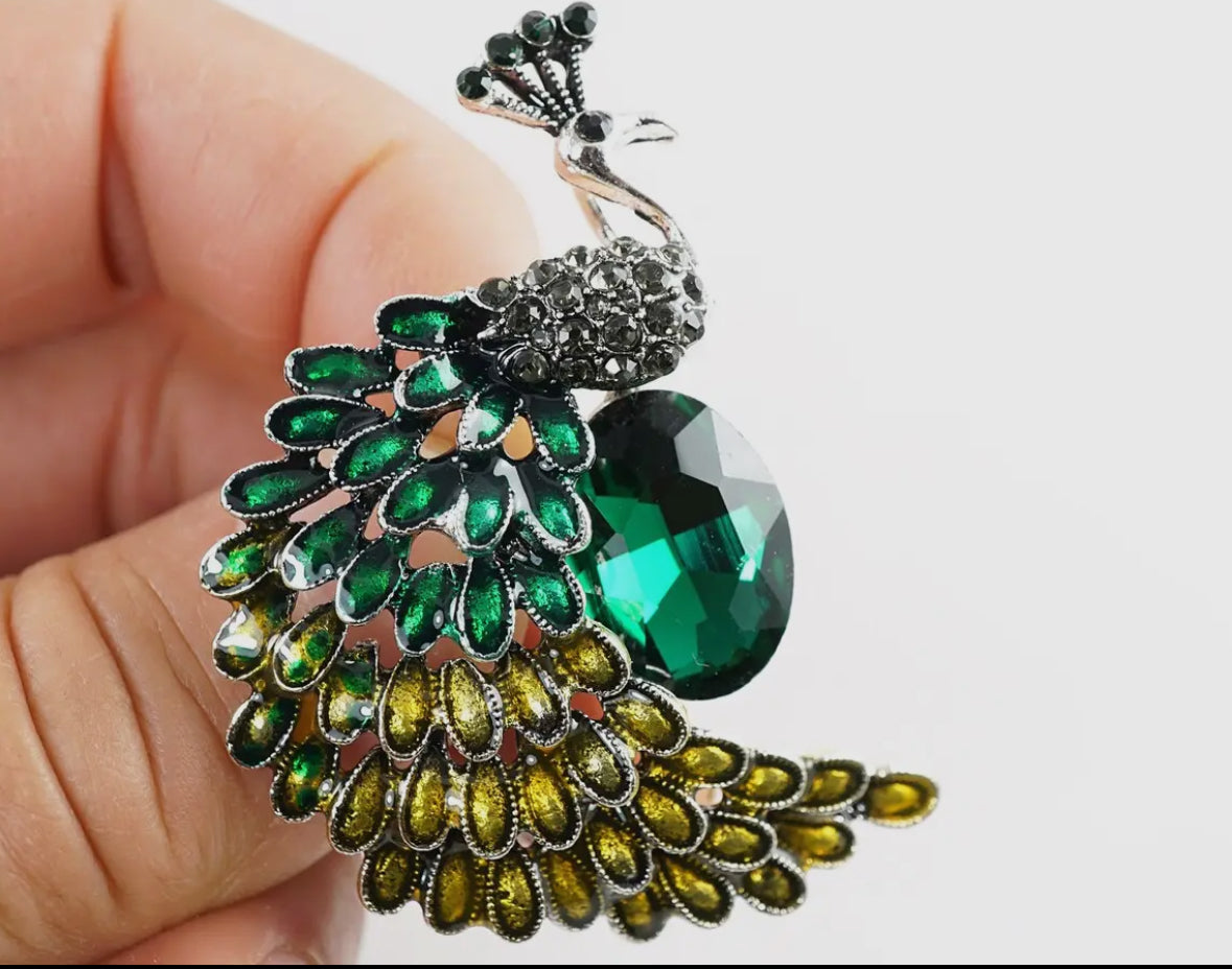 Elegant Crystal Peacock Crystal Brooch