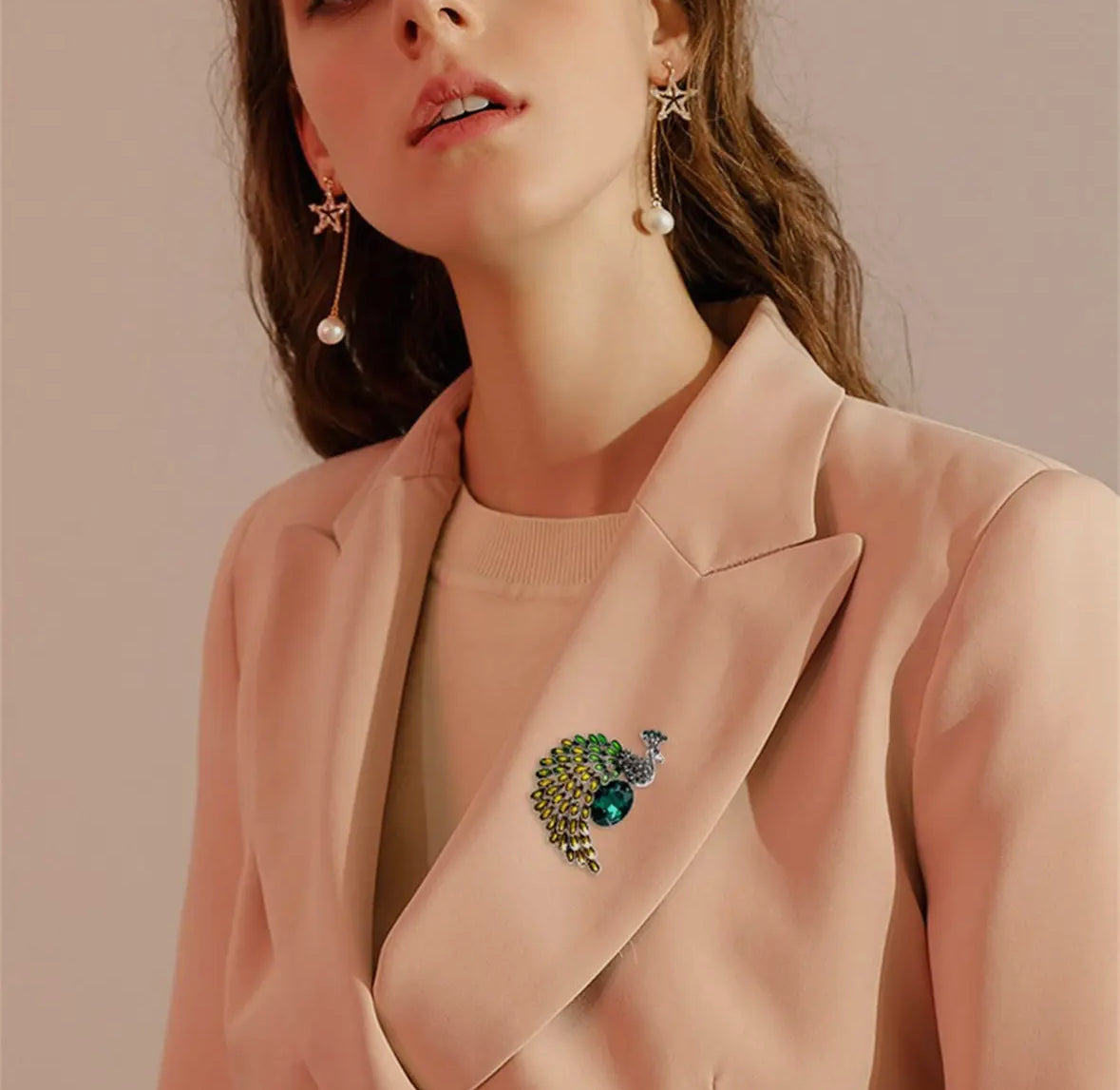 Elegant Crystal Peacock Crystal Brooch