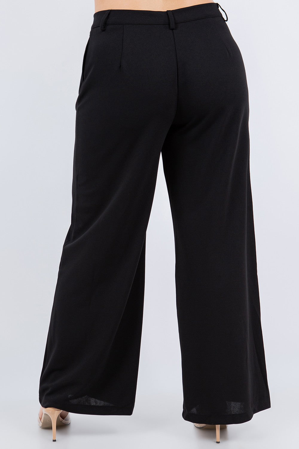 Curvy Solid Black Dressy Pants