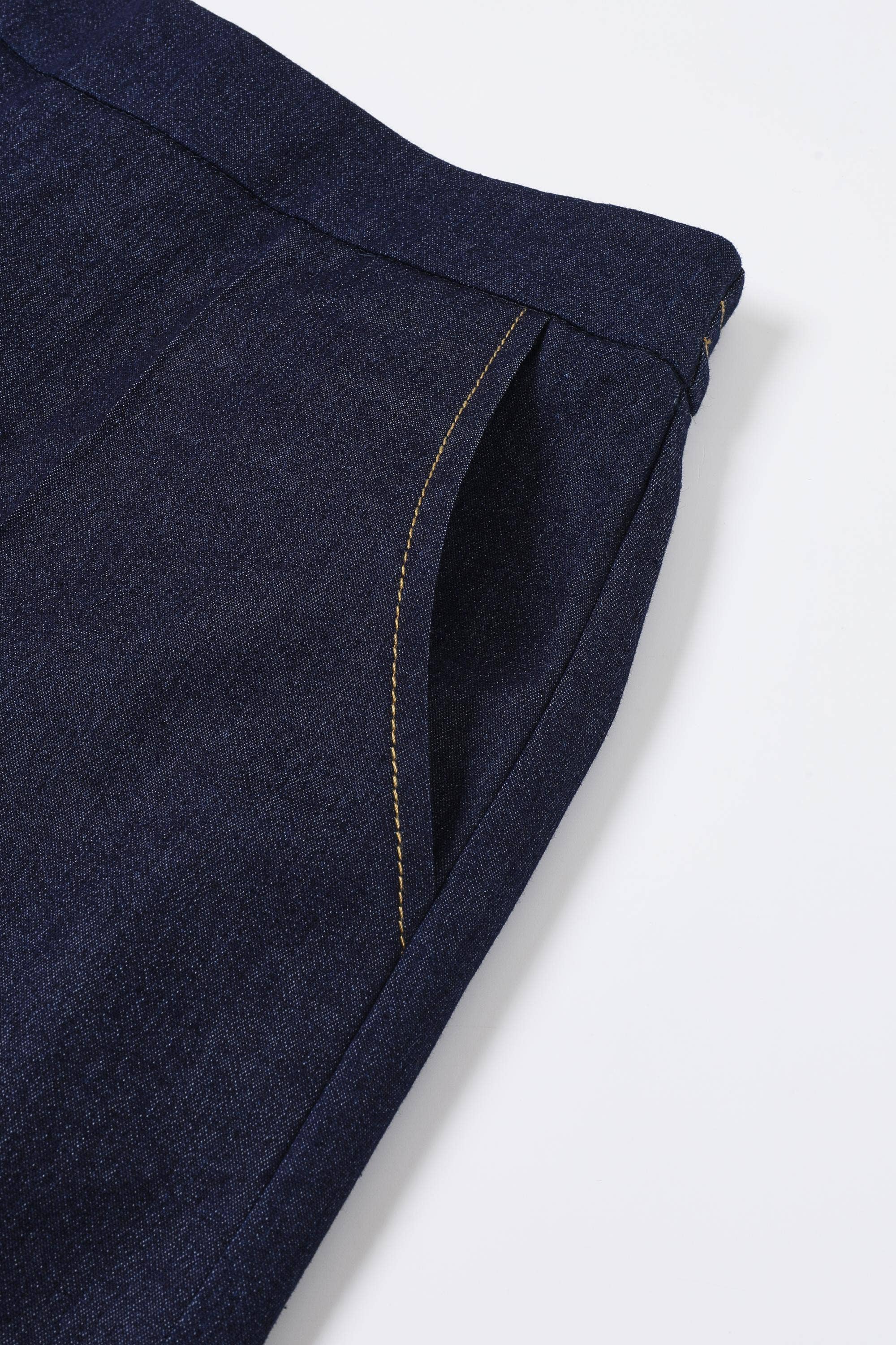 The Riviera Wide Leg Denim Pintuck Pants