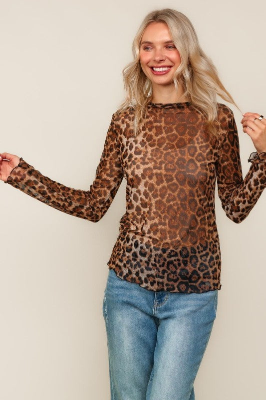 Plus Fierce & Flawless Leopard Mesh Top
