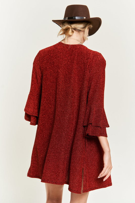 Glitter Bell sleeve Kimono Cardigan