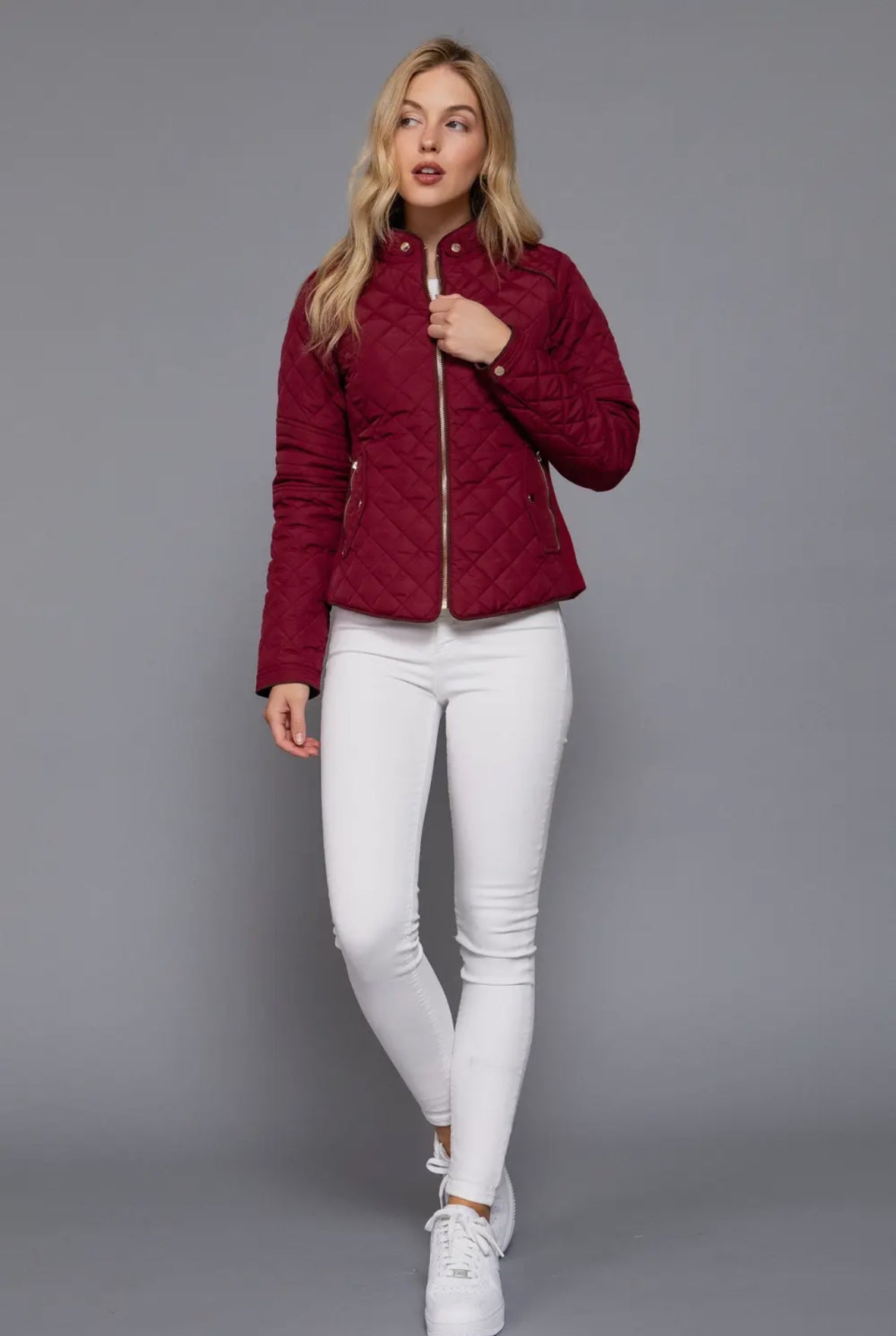 The Burgundy Luxe Quilted Jacket