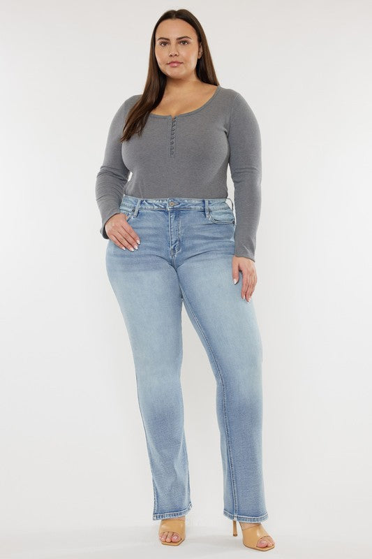 Curvy Mid Rise Y2K Medium Wash Bootcut Jeans