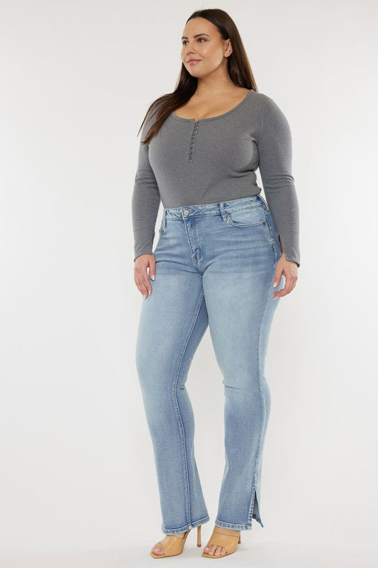 Curvy Mid Rise Y2K Medium Wash Bootcut Jeans