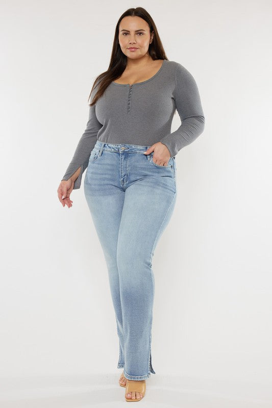 Curvy Mid Rise Y2K Medium Wash Bootcut Jeans