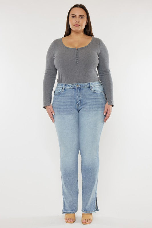 Curvy Mid Rise Y2K Medium Wash Bootcut Jeans