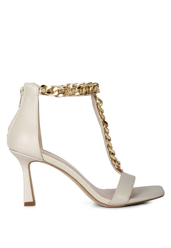 Glam Me Up T-Strap Chain Sandals