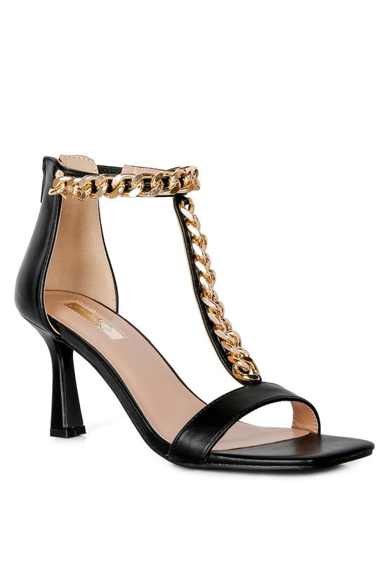 Glam Me Up T-Strap Chain Sandals