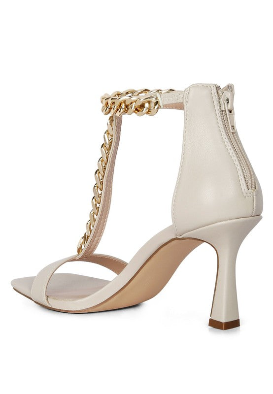 Glam Me Up T-Strap Chain Sandals