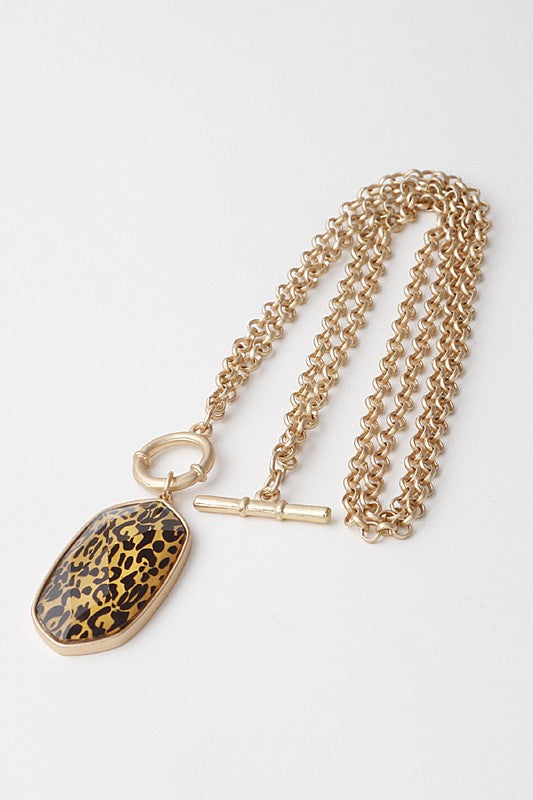 Leopard Printed Pendant Convertible Necklace