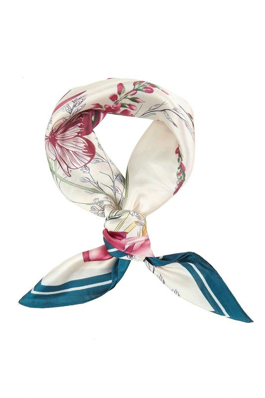 Flower Garden Printed Silky Square Scarf