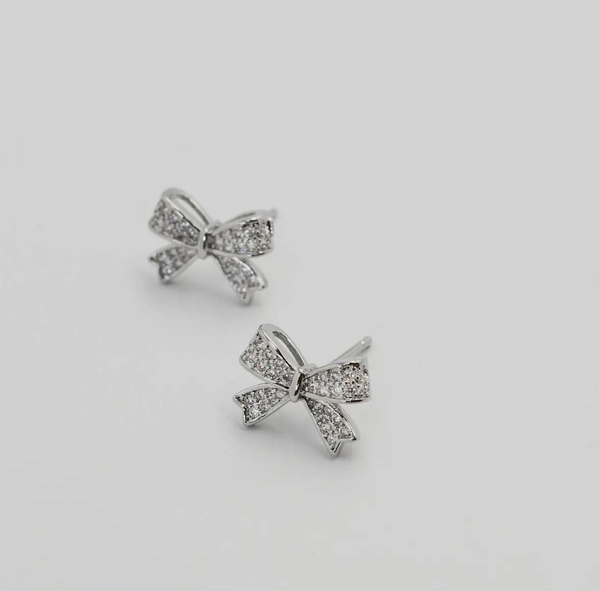 Sweet Bow Silver Earrings
