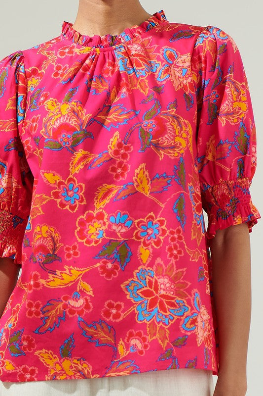 Lorie Floral Baretta Short Sleeve Blouse