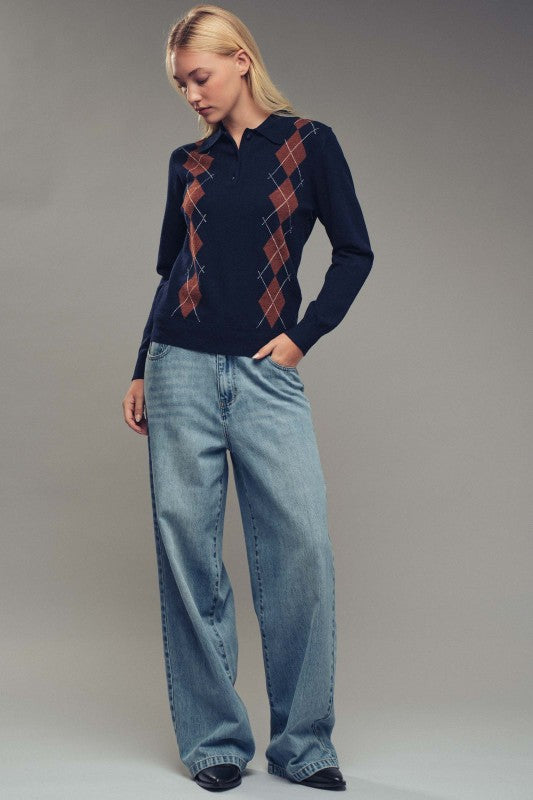 The Preppy Argyle Polo Sweater