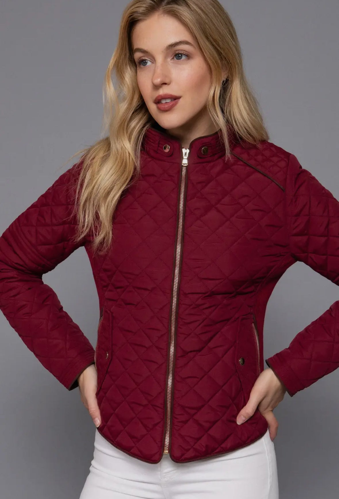 The Burgundy Luxe Quilted Jacket