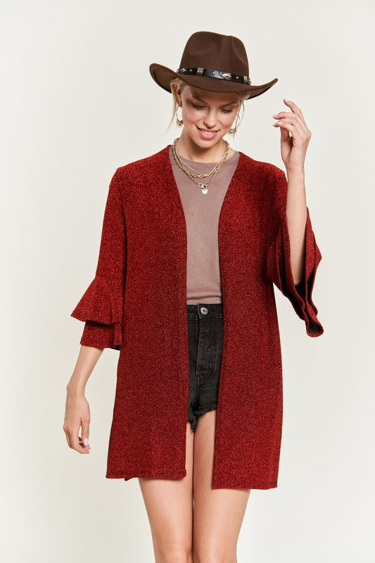 Glitter Bell sleeve Kimono style Cardigan Curvy