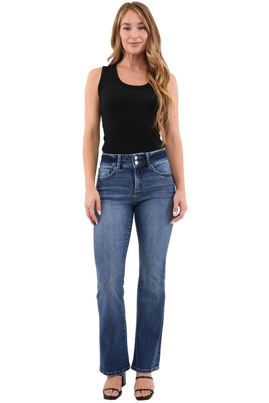 The Mia High Rise 2-Button Bootcut Jeans (Curvy)