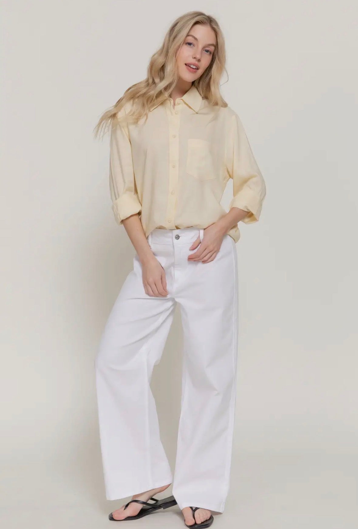 Everyday Easy Linen-Blend Shirt (Soft Yellow)