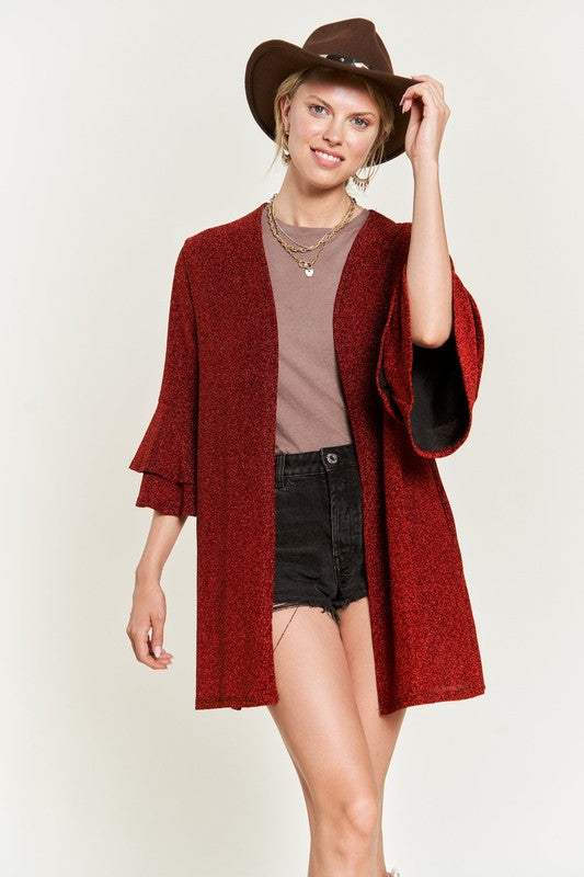 Glitter Bell sleeve Kimono style Cardigan Curvy