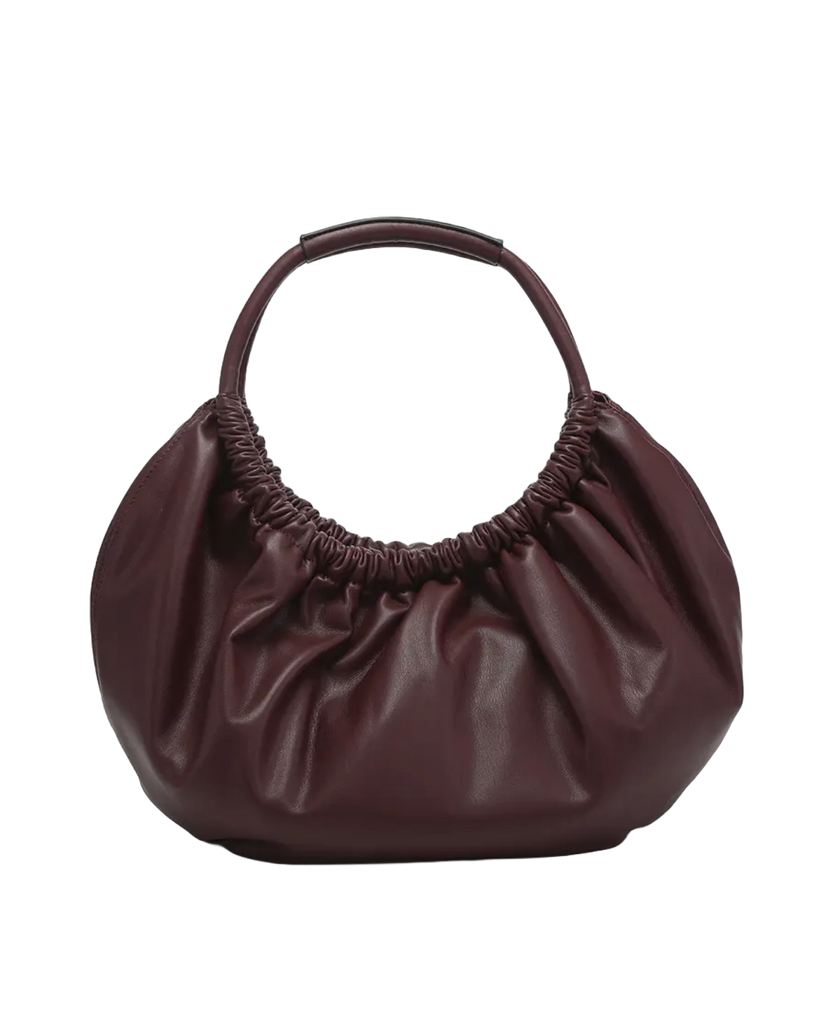 Lena Ruched Shoulder Bag w/ Round Handle