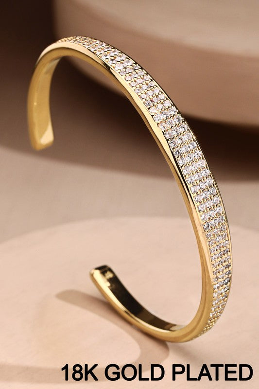 18K Gold Plated Pave Cuff Bracelet