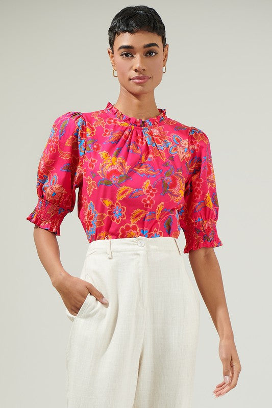 Lorie Floral Baretta Short Sleeve Blouse