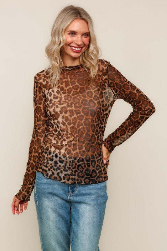 Plus Fierce & Flawless Leopard Mesh Top