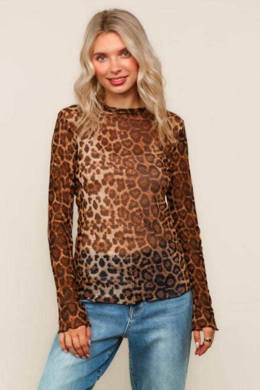 Plus Fierce & Flawless Leopard Mesh Top